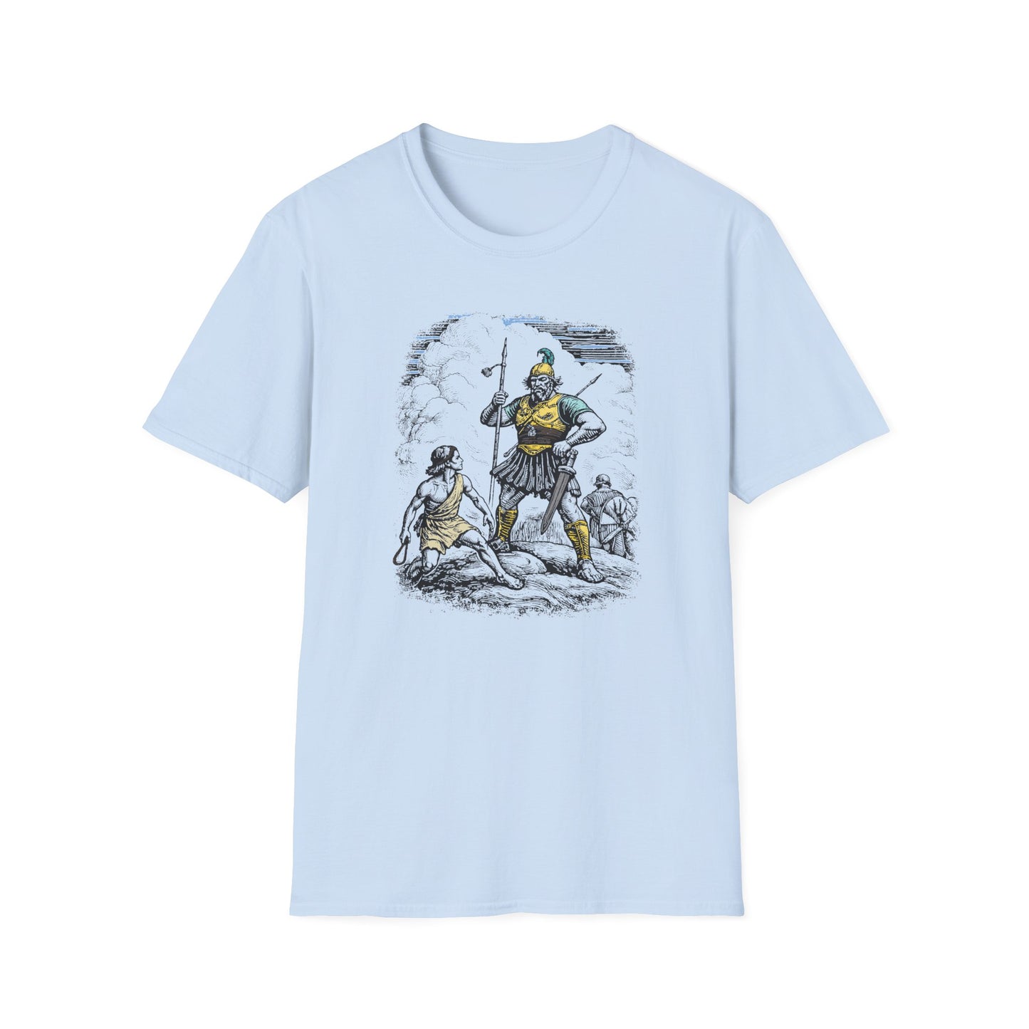 David & Goliath Pastel Linocut T-Shirt