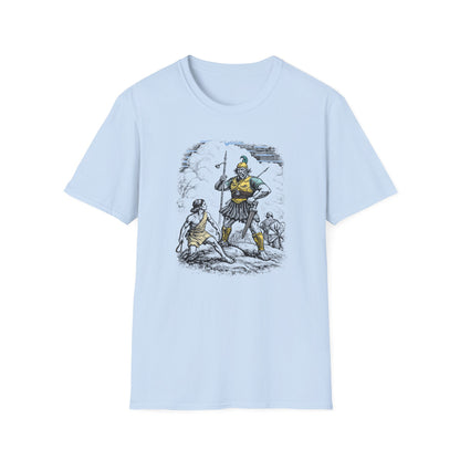 David & Goliath Pastel Linocut T-Shirt