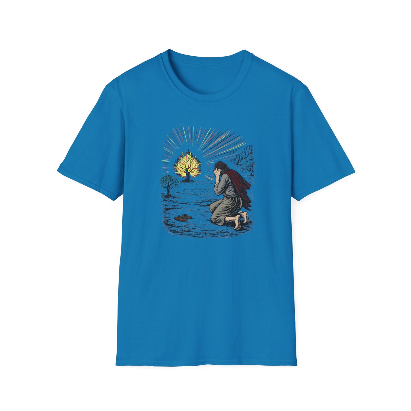 Moses & The Burning Bush Pastel Linocut T-Shirt
