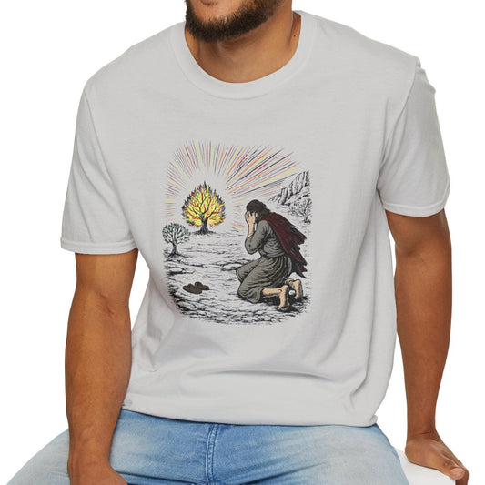 Moses & The Burning Bush Pastel Linocut T-Shirt