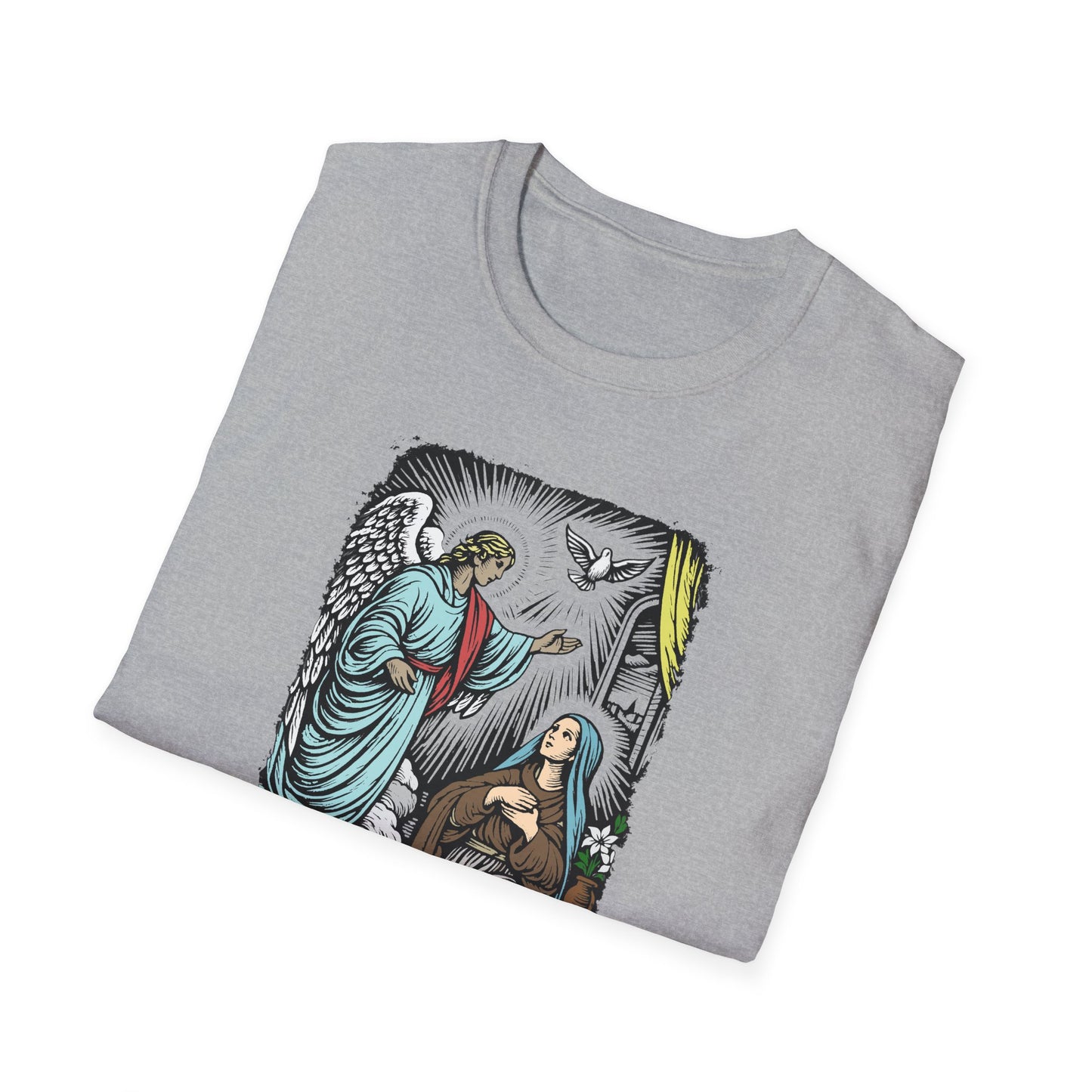 Mary & Gabriel Pastel Linocut T-Shirt