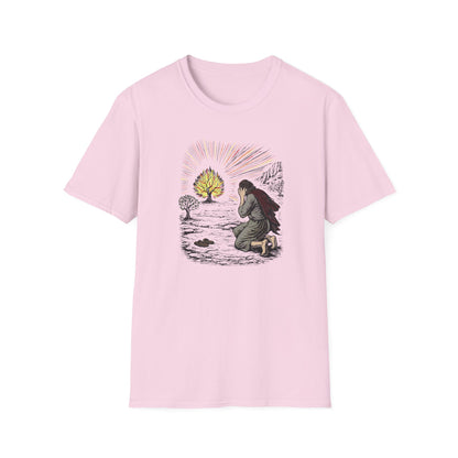 Moses & The Burning Bush Pastel Linocut T-Shirt