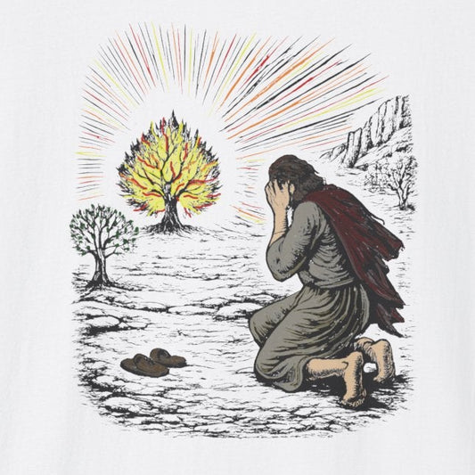 Moses & The Burning Bush Pastel Linocut T-Shirt