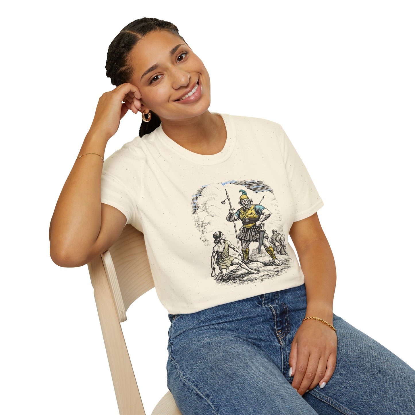 David & Goliath Pastel Linocut T-Shirt