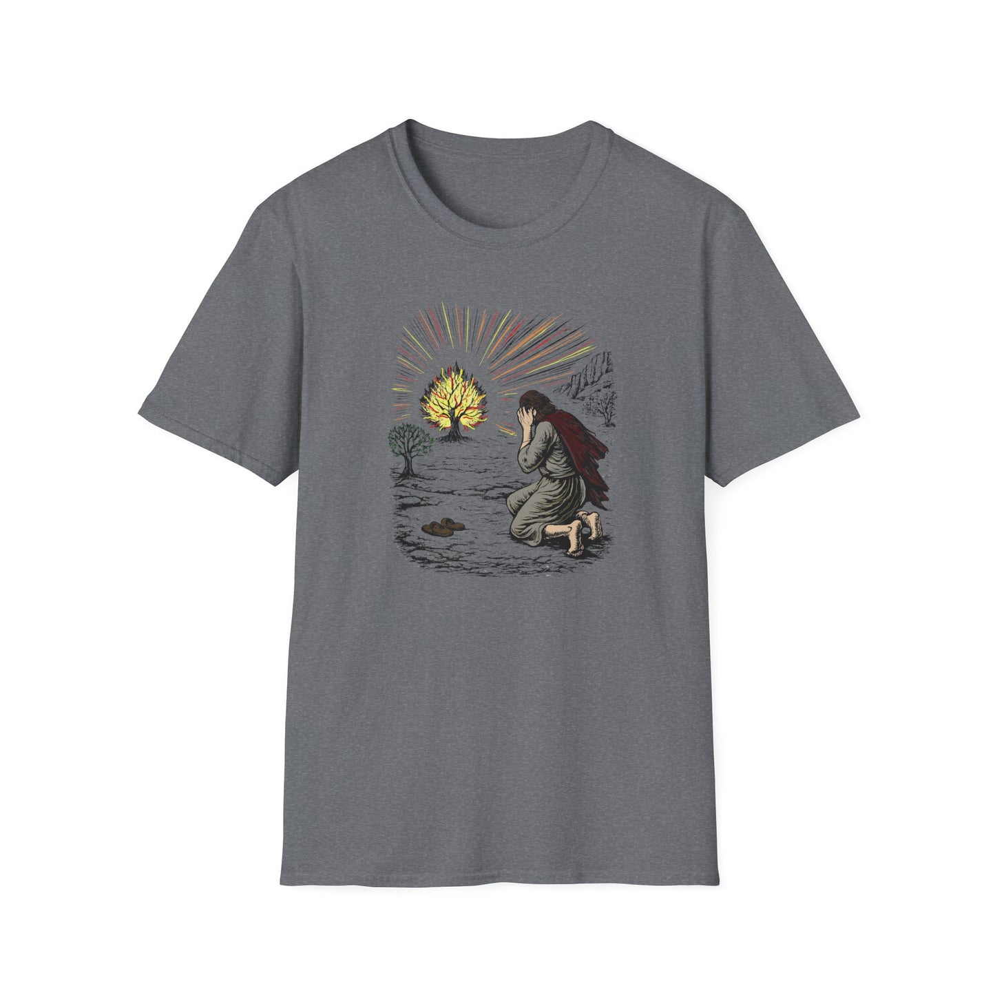 Moses & The Burning Bush Pastel Linocut T-Shirt