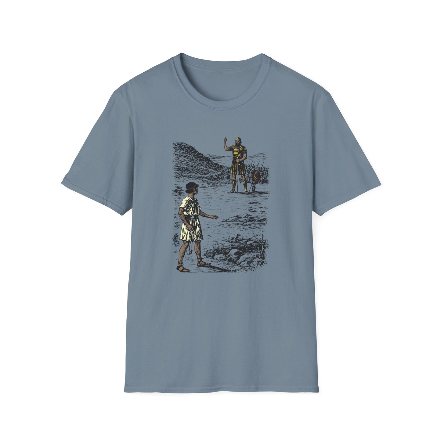 David & Goliath Pastel Linocut T-Shirt