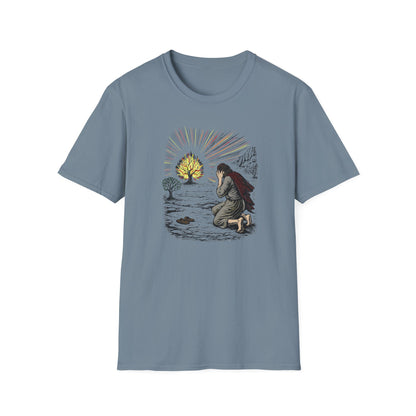 Moses & The Burning Bush Pastel Linocut T-Shirt