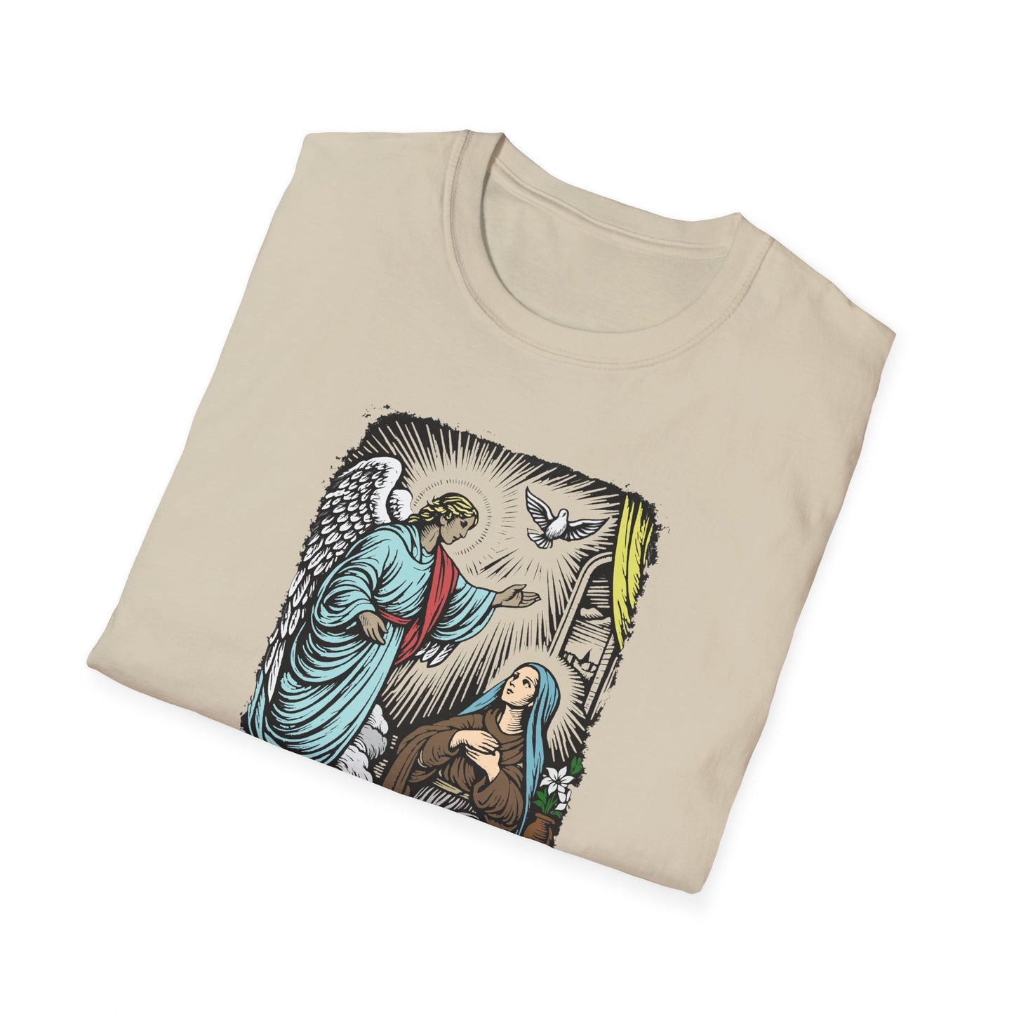 Mary & Gabriel Pastel Linocut T-Shirt