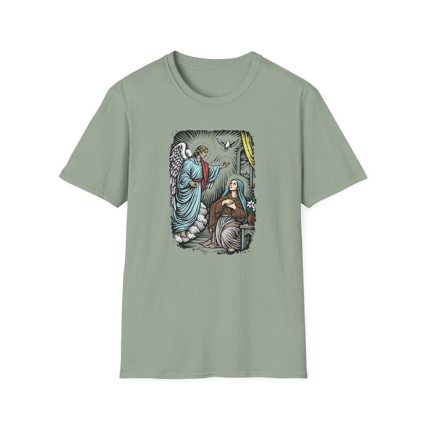 Mary & Gabriel Pastel Linocut T-Shirt