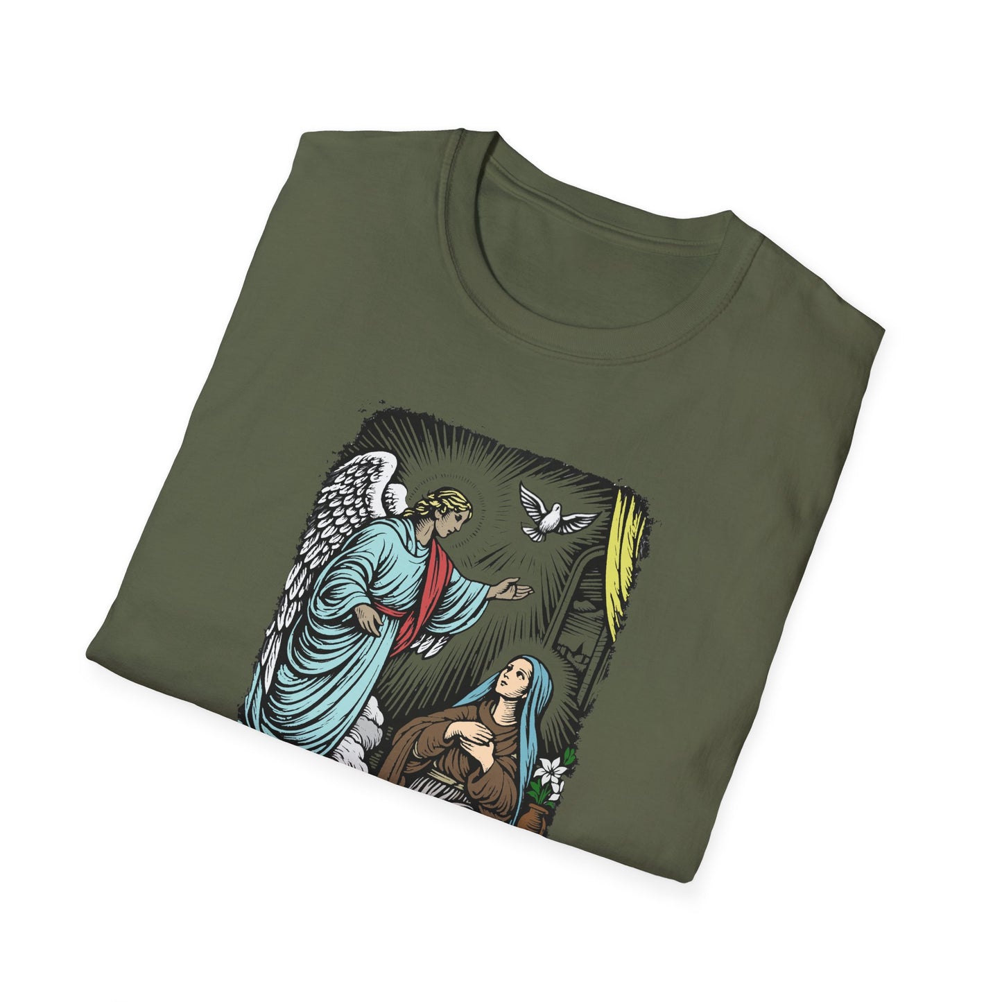 Mary & Gabriel Pastel Linocut T-Shirt