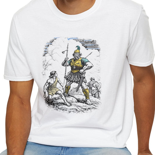 David & Goliath Pastel Linocut T-Shirt