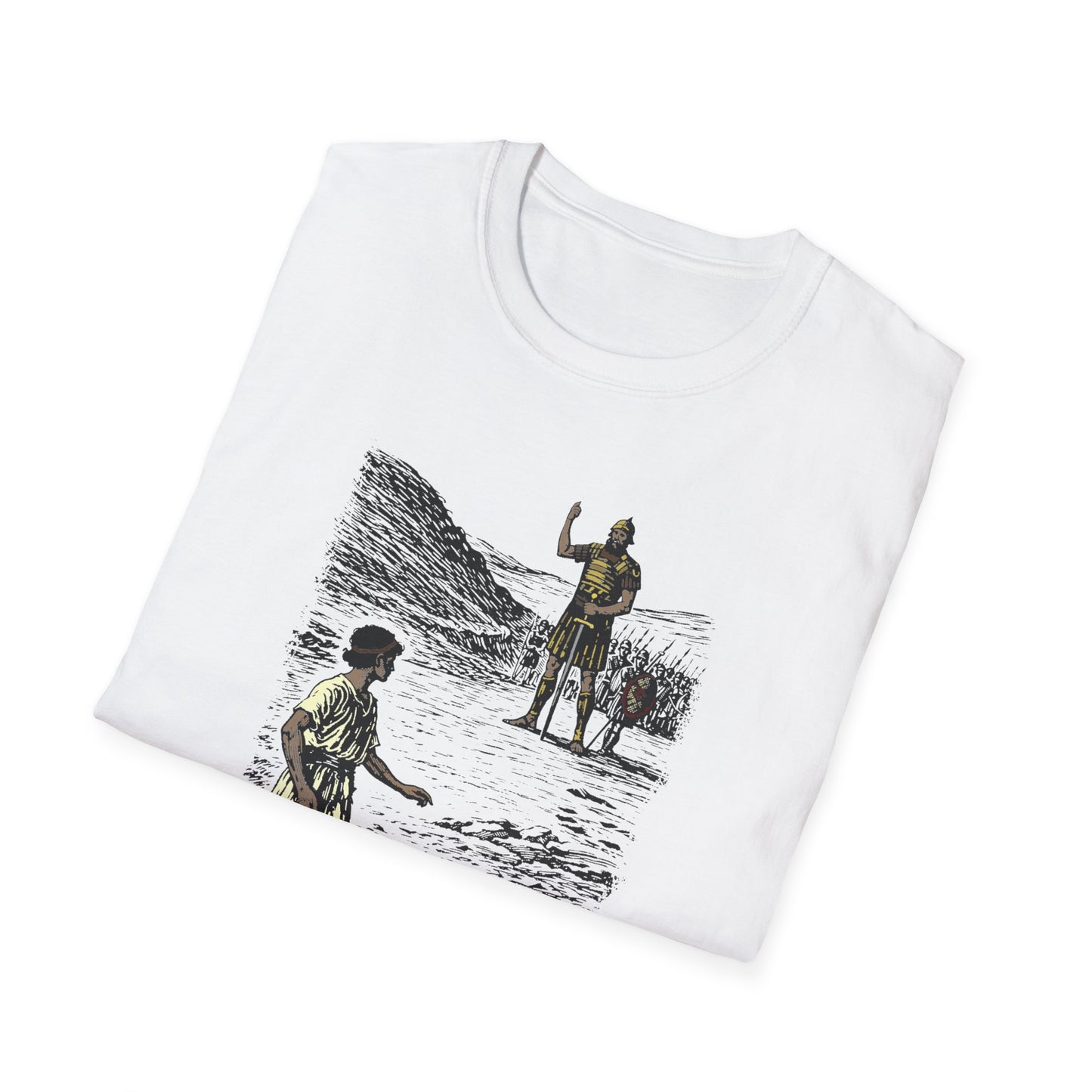 David & Goliath Pastel Linocut T-Shirt
