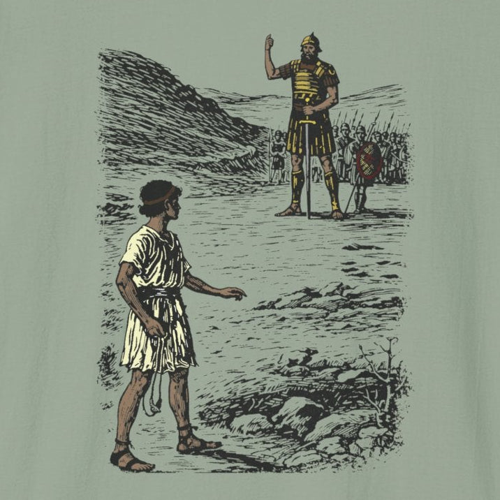 David & Goliath Pastel Linocut T-Shirt