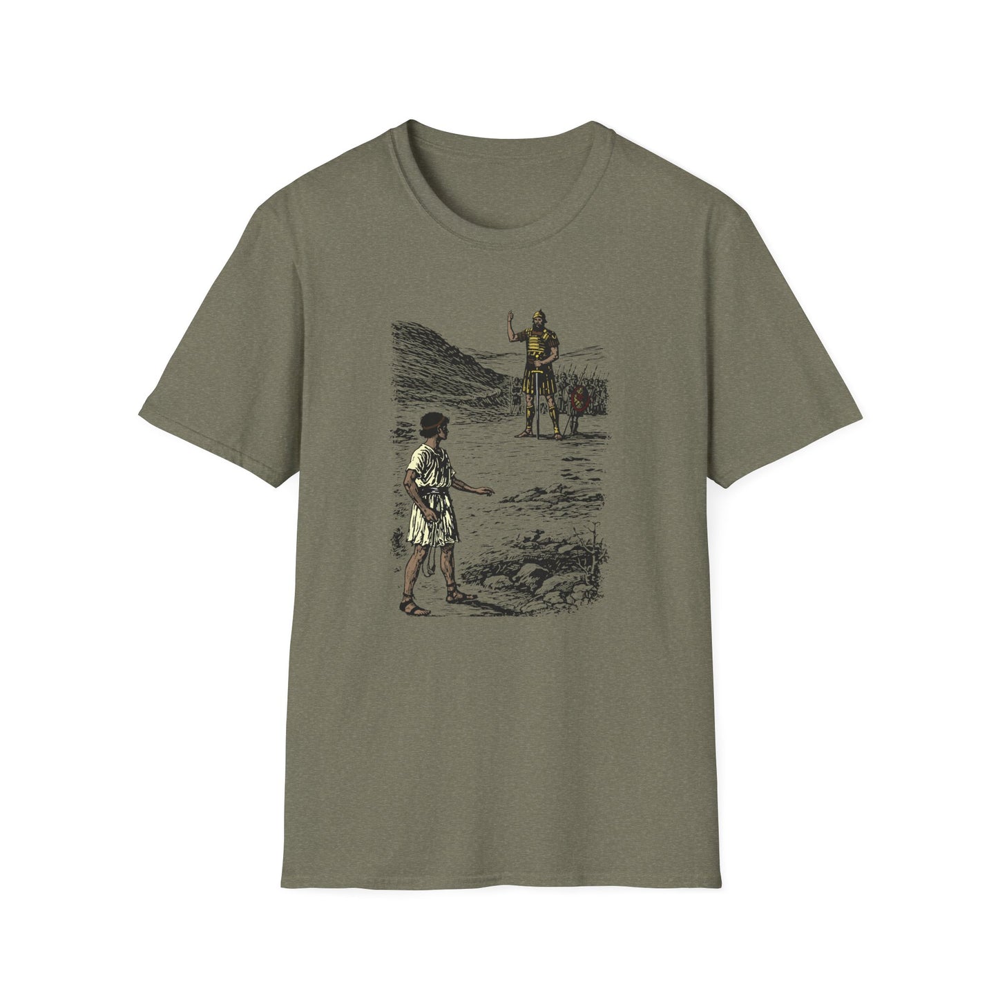 David & Goliath Pastel Linocut T-Shirt