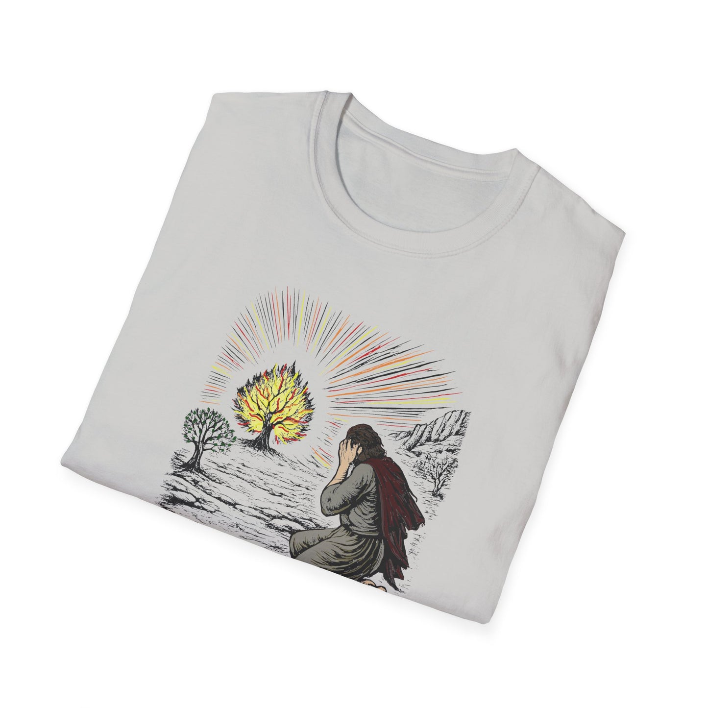 Moses & The Burning Bush Pastel Linocut T-Shirt