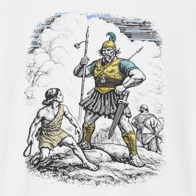 David & Goliath Pastel Linocut T-Shirt
