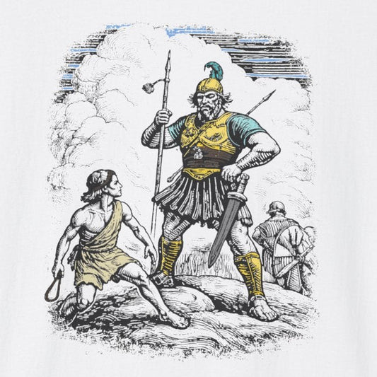 David & Goliath Pastel Linocut T-Shirt