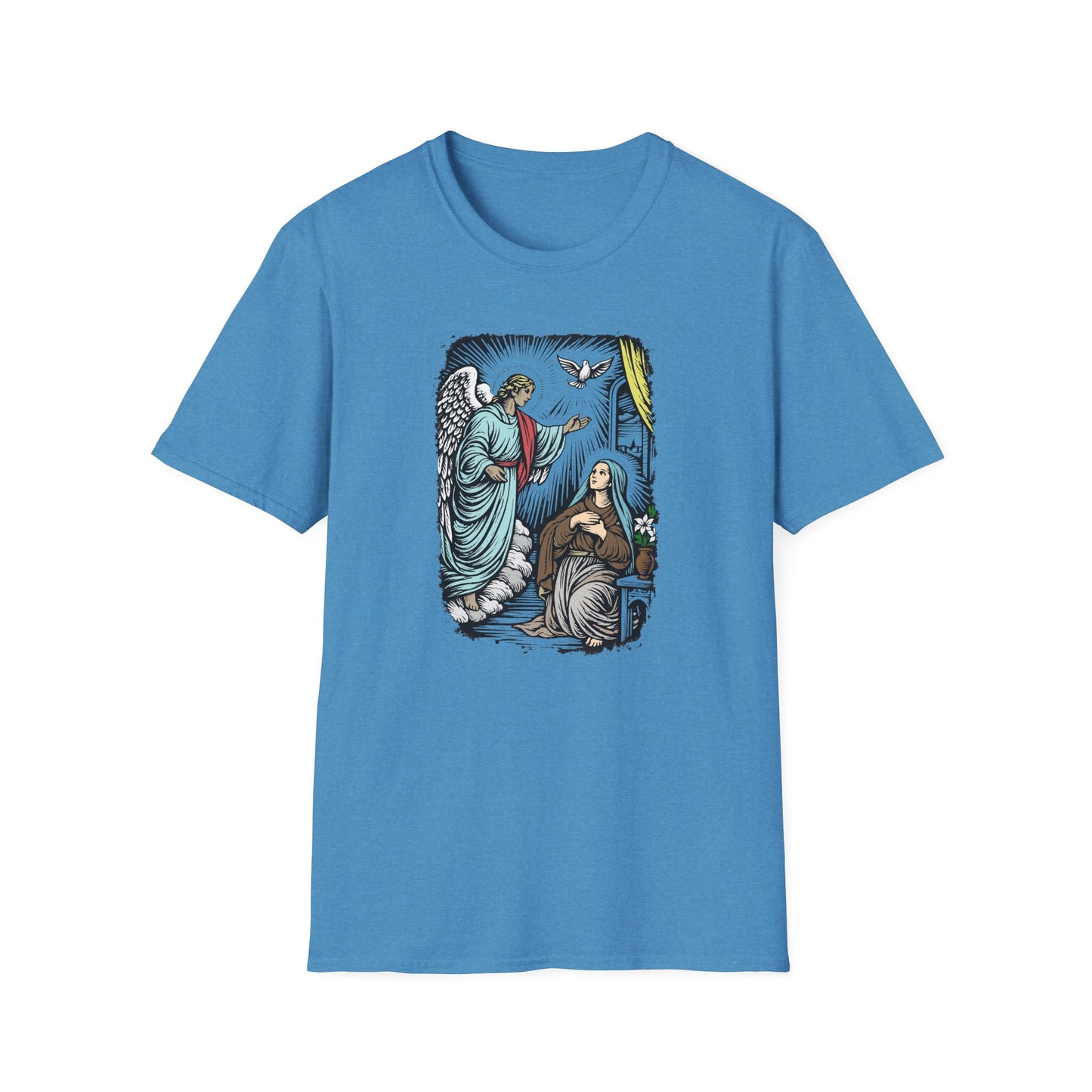 Mary & Gabriel Pastel Linocut T-Shirt