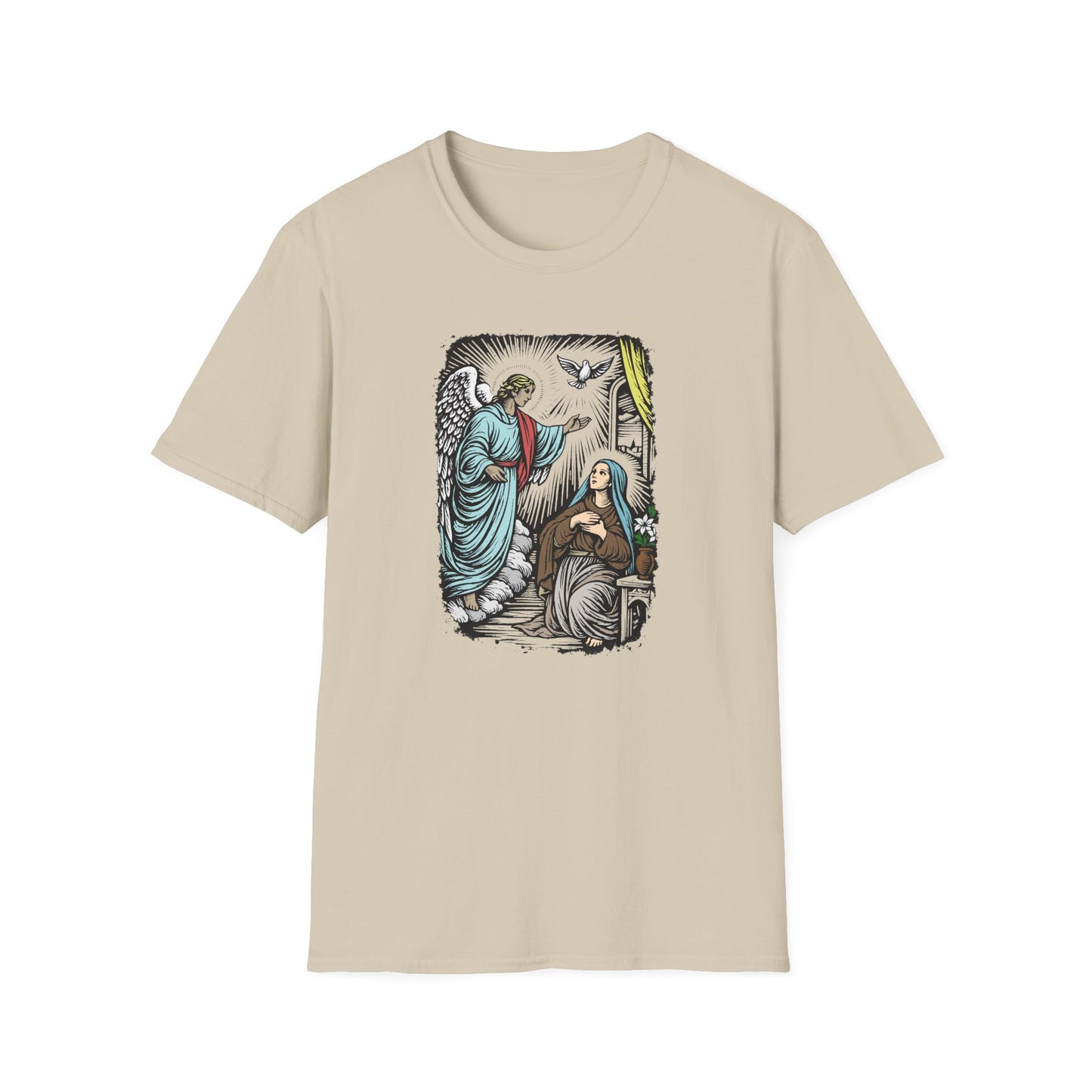Mary & Gabriel Pastel Linocut T-Shirt