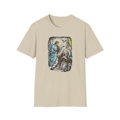 Mary & Gabriel Pastel Linocut T-Shirt