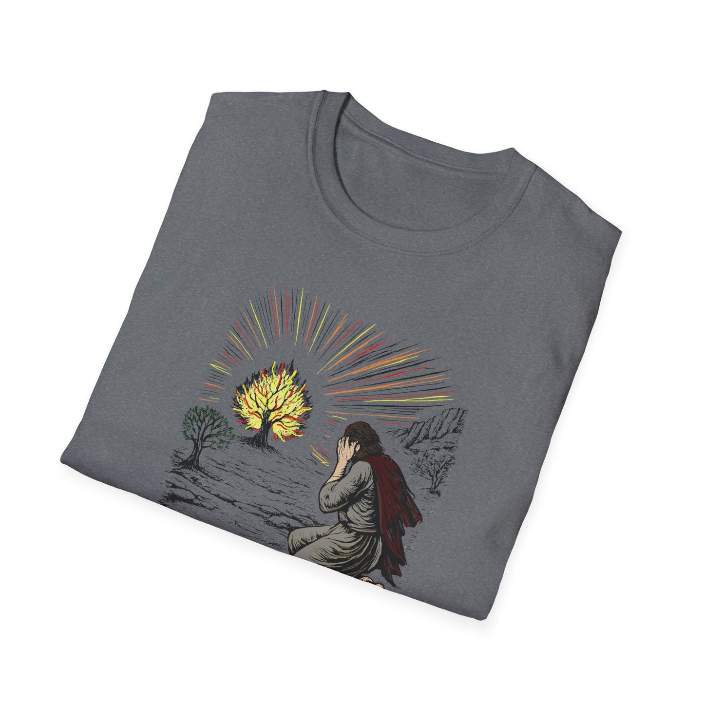 Moses & The Burning Bush Pastel Linocut T-Shirt