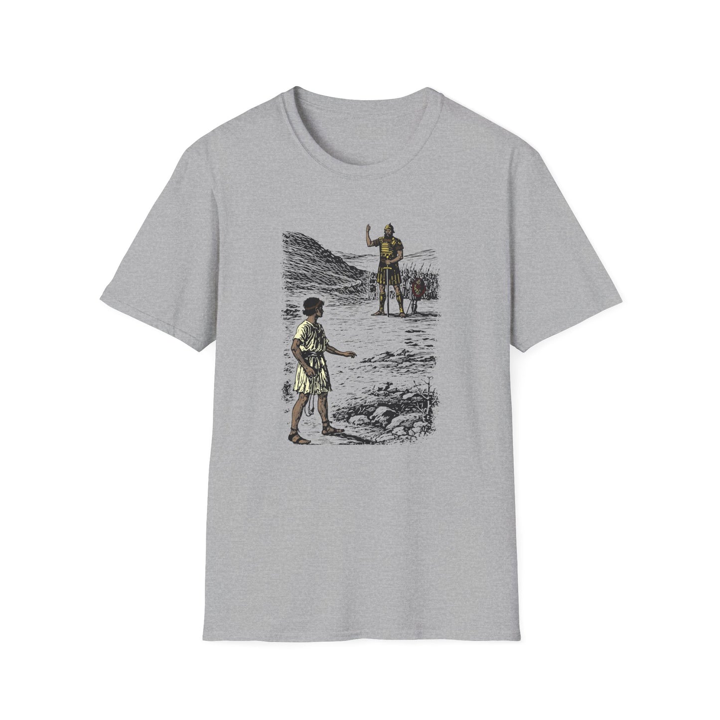David & Goliath Pastel Linocut T-Shirt