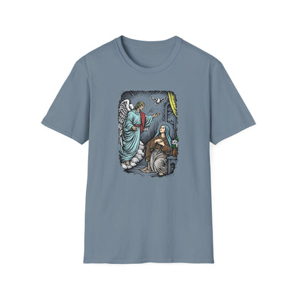 Mary & Gabriel Pastel Linocut T-Shirt