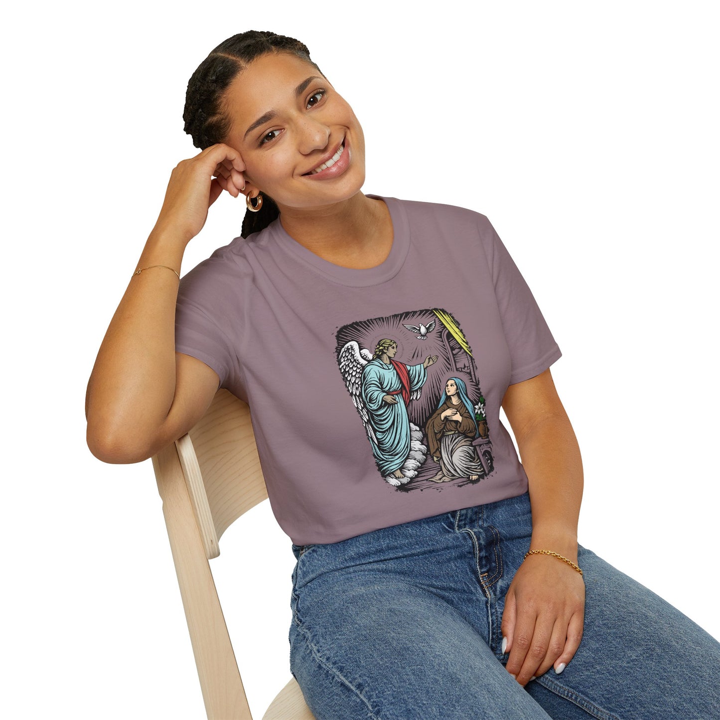 Mary & Gabriel Pastel Linocut T-Shirt