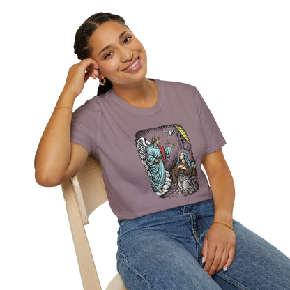 Mary & Gabriel Pastel Linocut T-Shirt