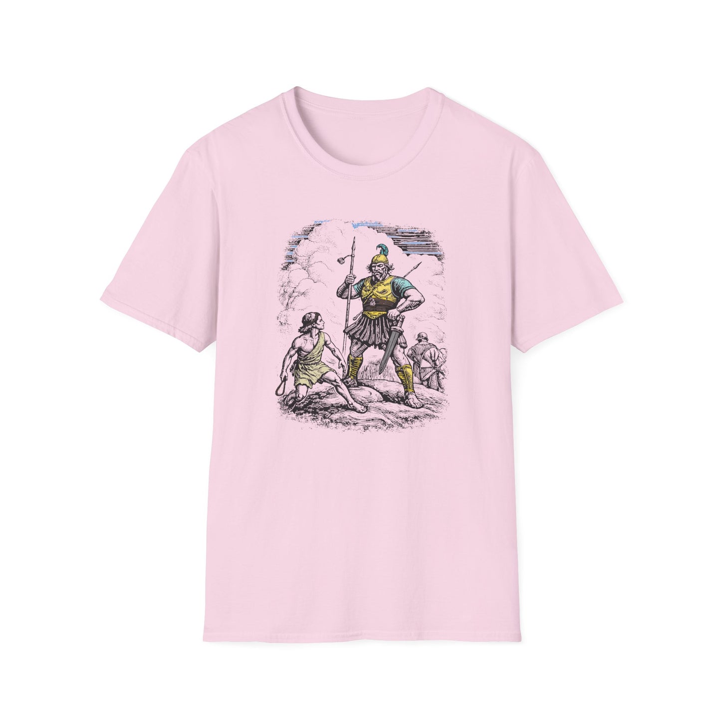 David & Goliath Pastel Linocut T-Shirt