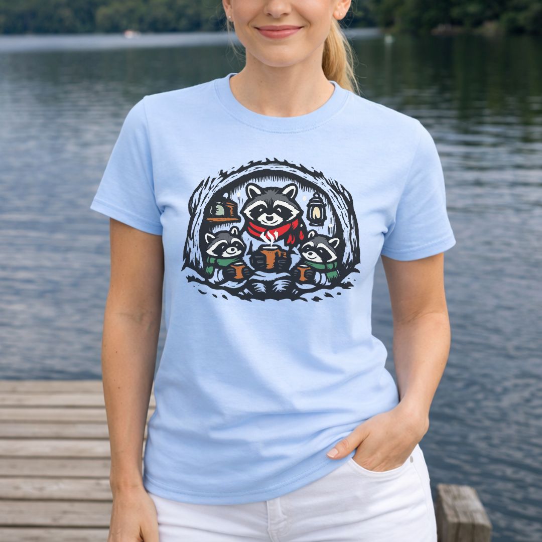 Cozy Raccoon Family Tee