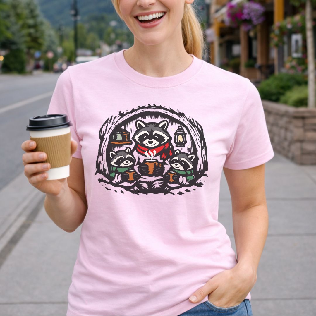 Cozy Raccoon Family Tee