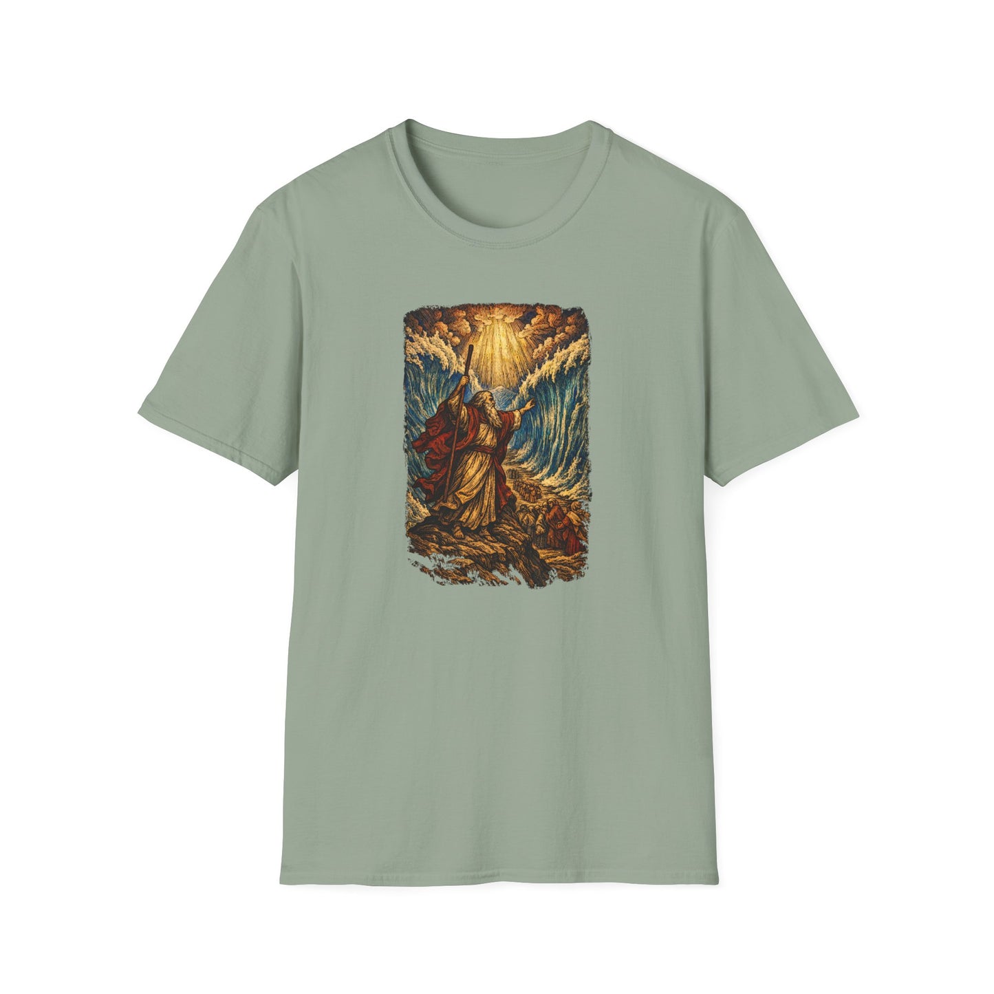 Moses Parts the Sea Full Color Linocut T-Shirt