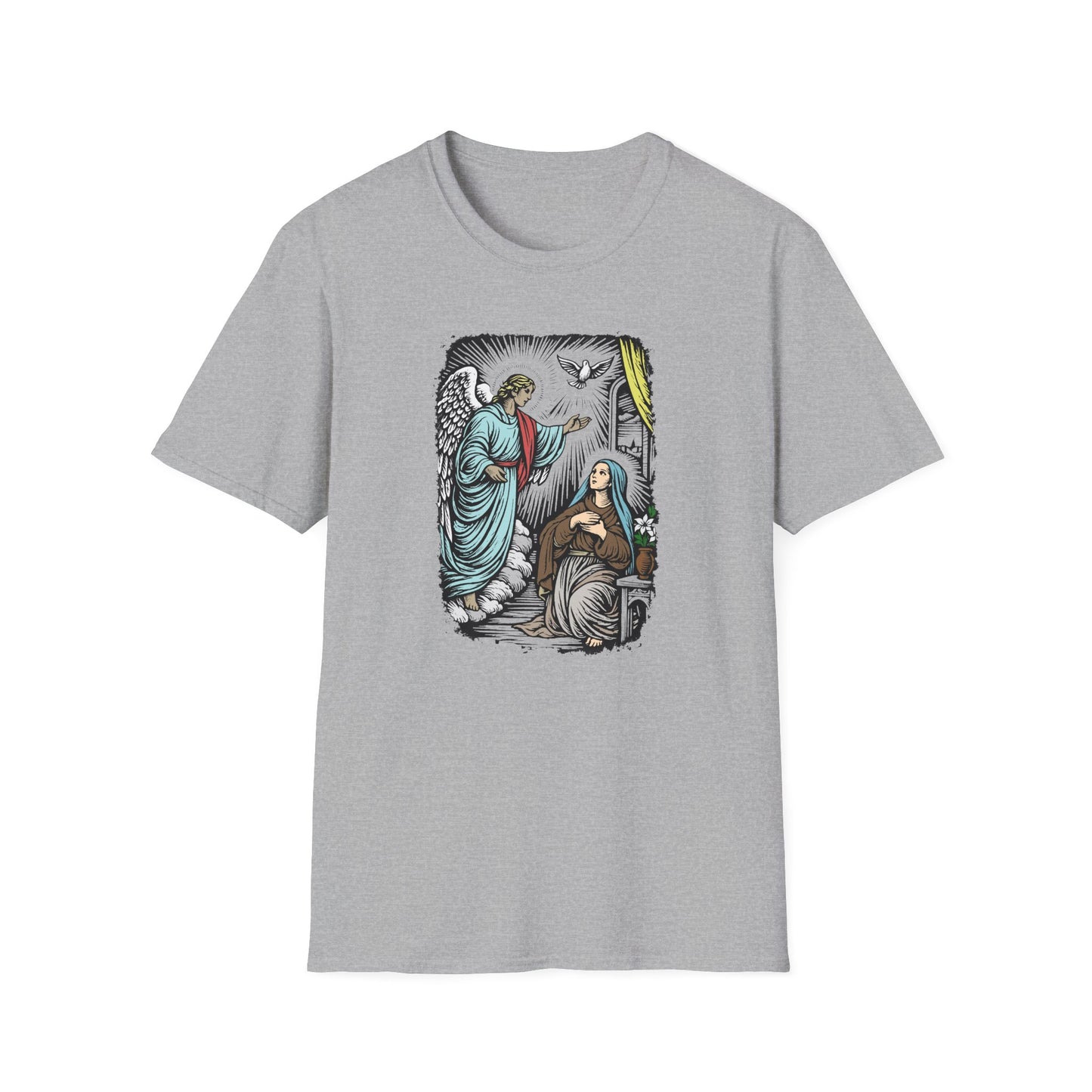 Mary & Gabriel Pastel Linocut T-Shirt