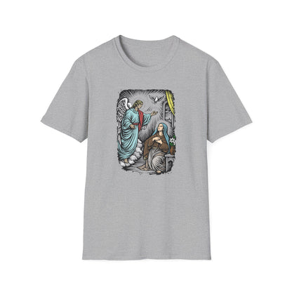 Mary & Gabriel Pastel Linocut T-Shirt