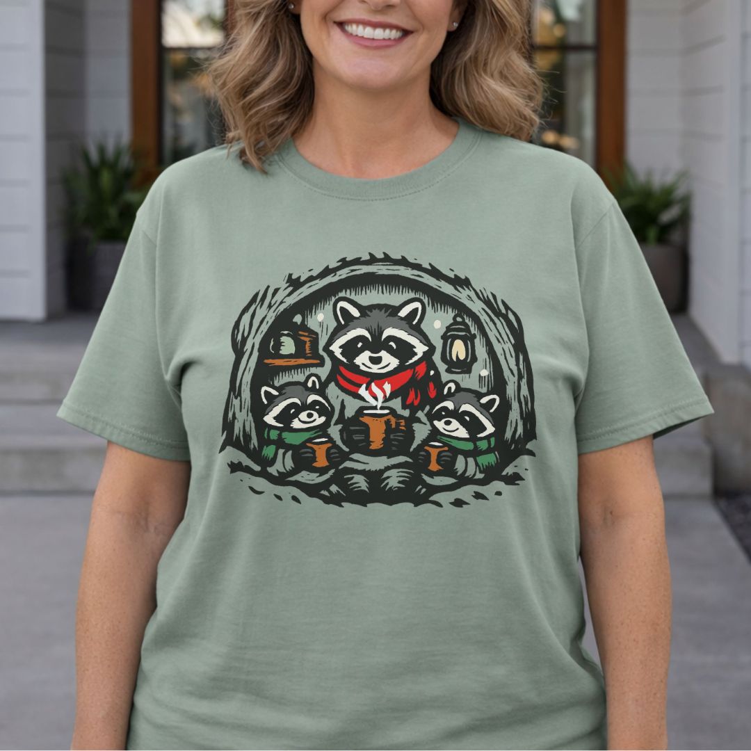 Cozy Raccoon Family Tee