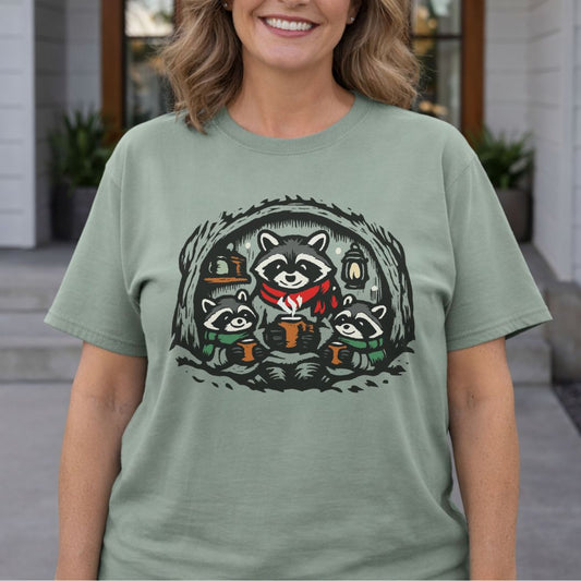 Cozy Raccoon Family Tee