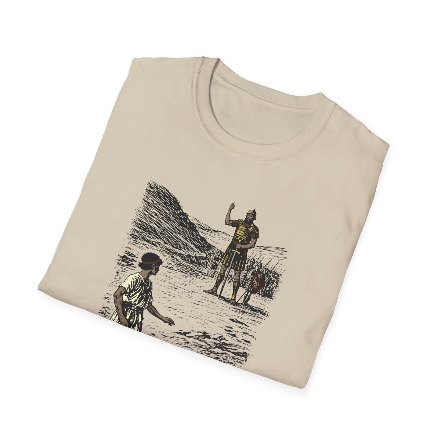 David & Goliath Pastel Linocut T-Shirt