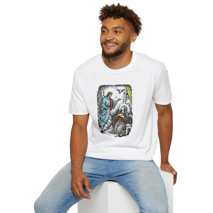 Mary & Gabriel Pastel Linocut T-Shirt