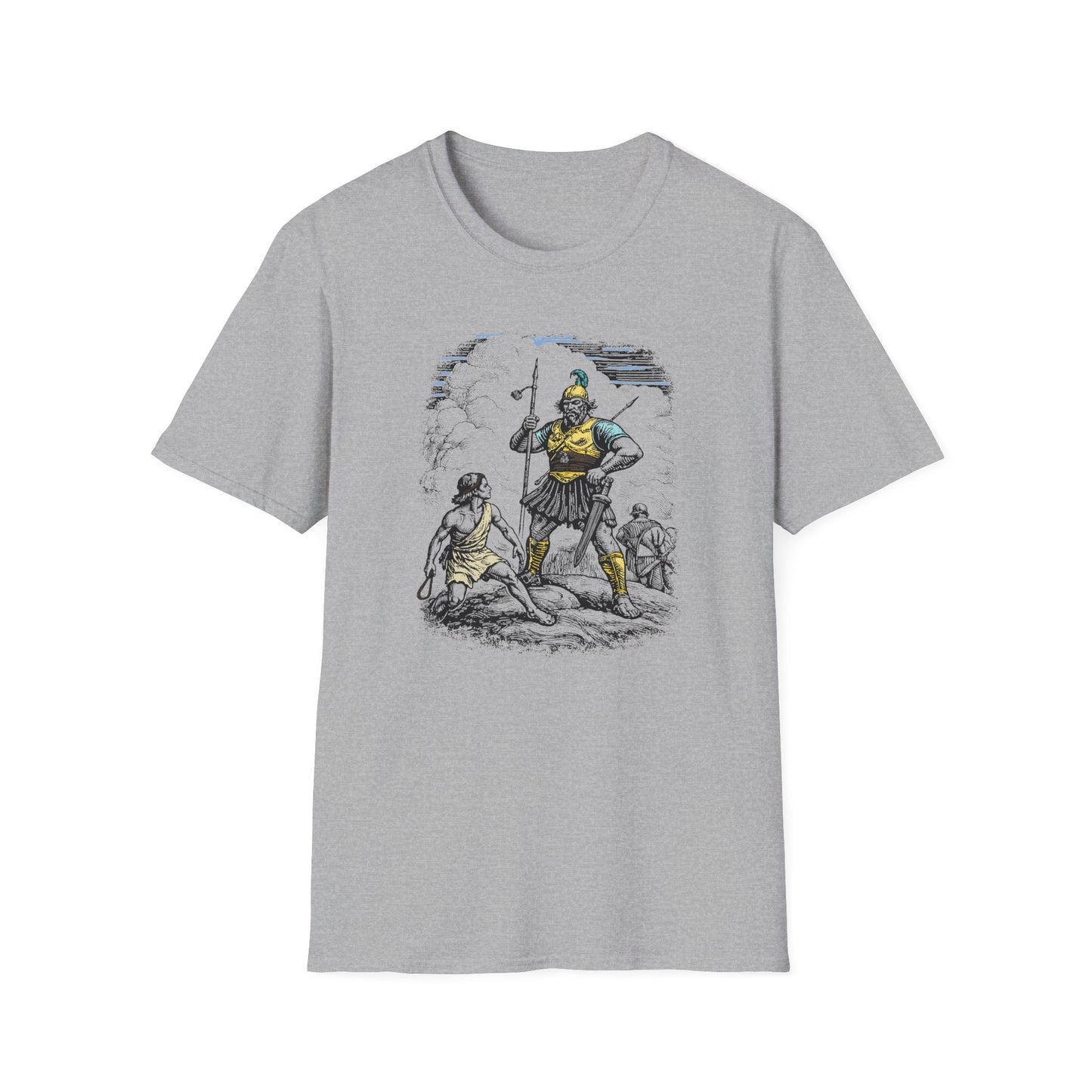 David & Goliath Pastel Linocut T-Shirt