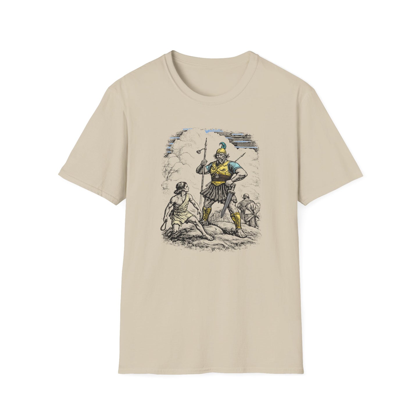 David & Goliath Pastel Linocut T-Shirt