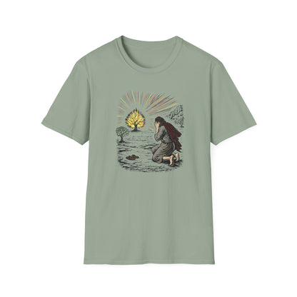 Moses & The Burning Bush Pastel Linocut T-Shirt