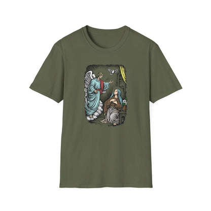 Mary & Gabriel Pastel Linocut T-Shirt
