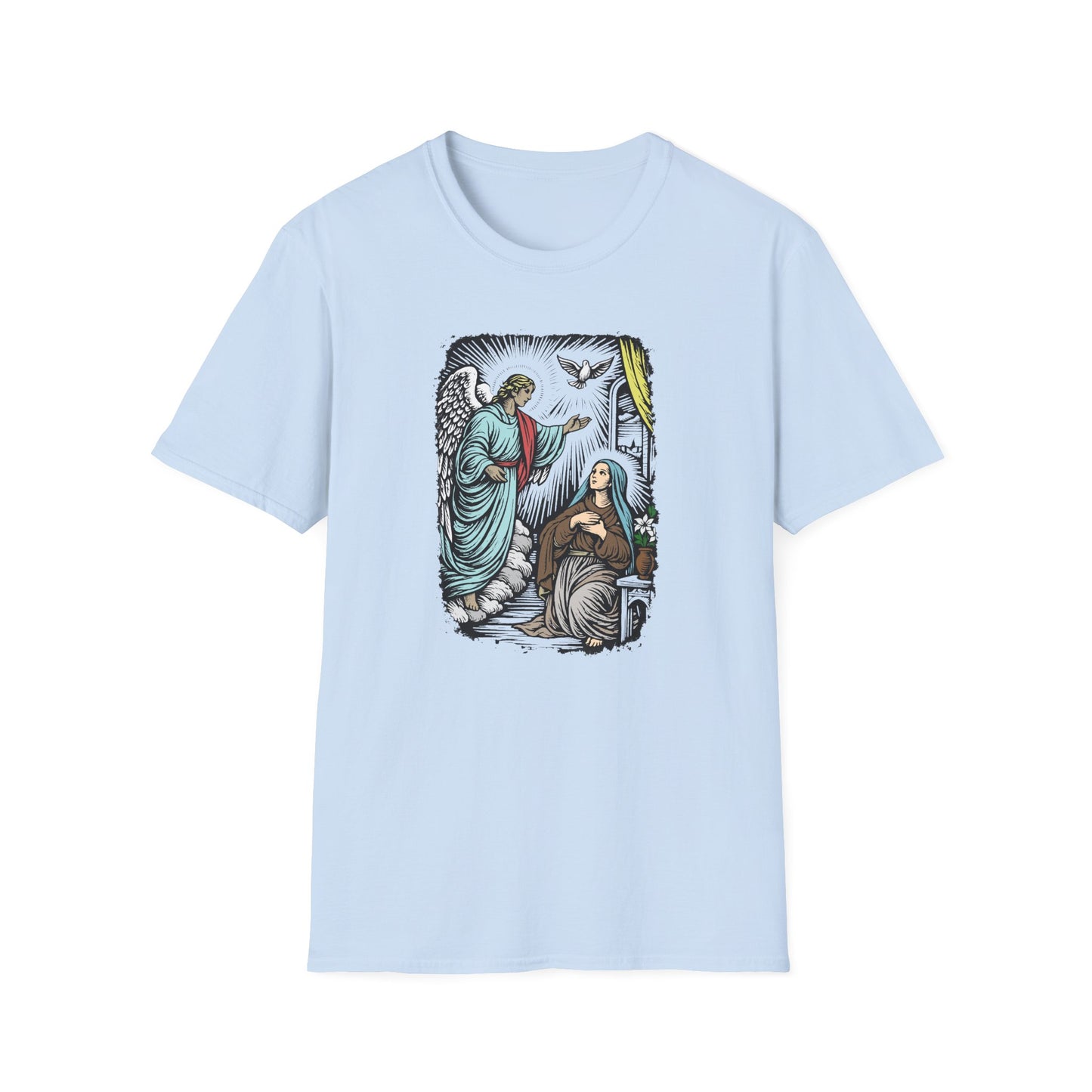 Mary & Gabriel Pastel Linocut T-Shirt