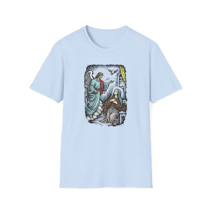 Mary & Gabriel Pastel Linocut T-Shirt