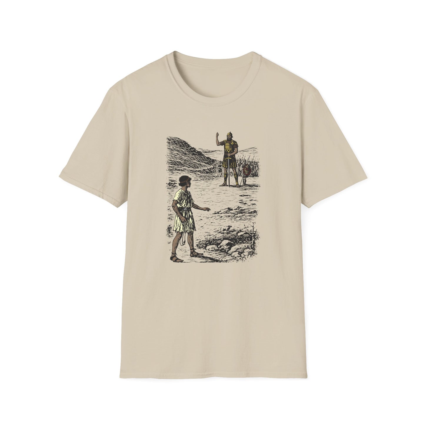 David & Goliath Pastel Linocut T-Shirt