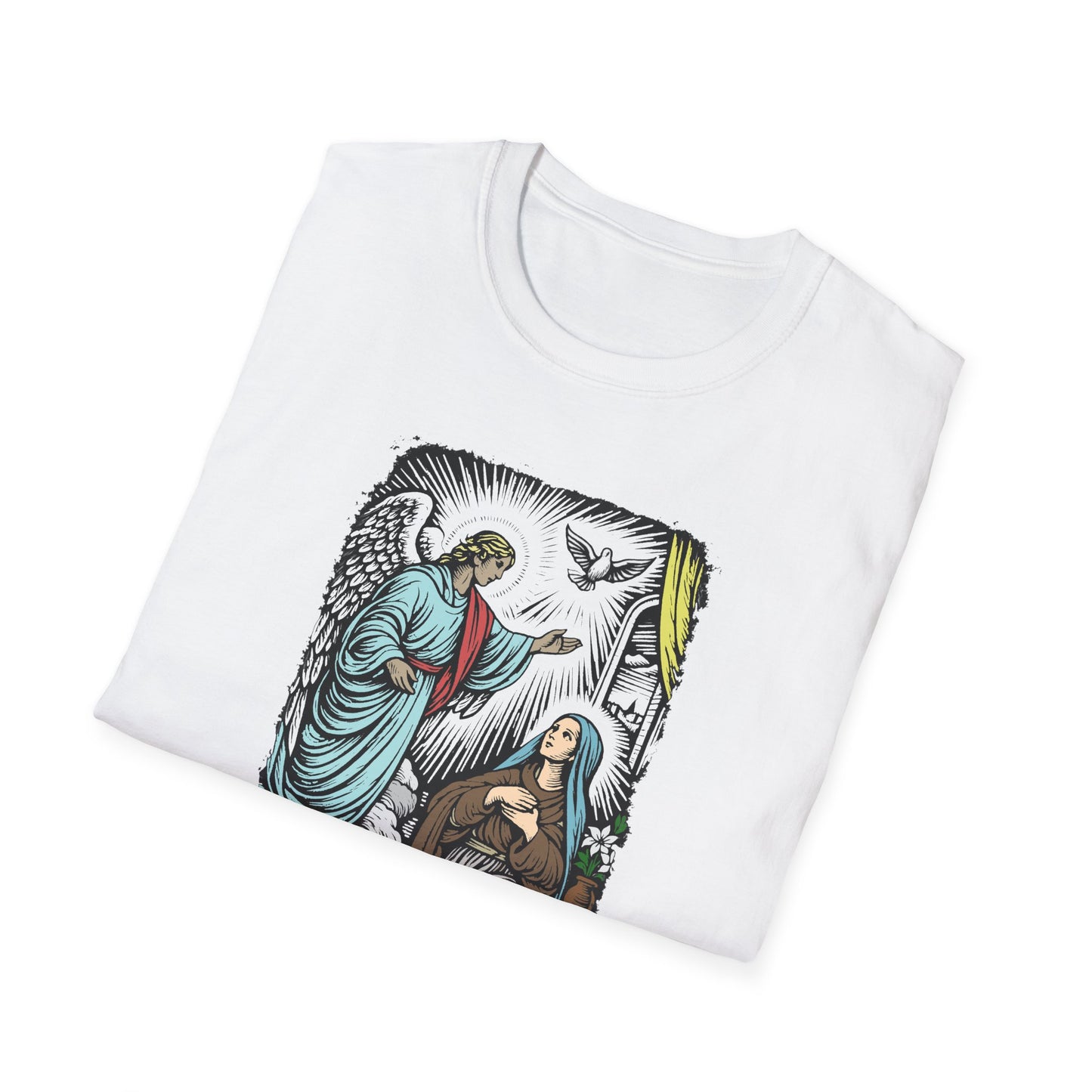 Mary & Gabriel Pastel Linocut T-Shirt