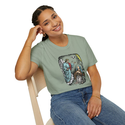 Mary & Gabriel Pastel Linocut T-Shirt
