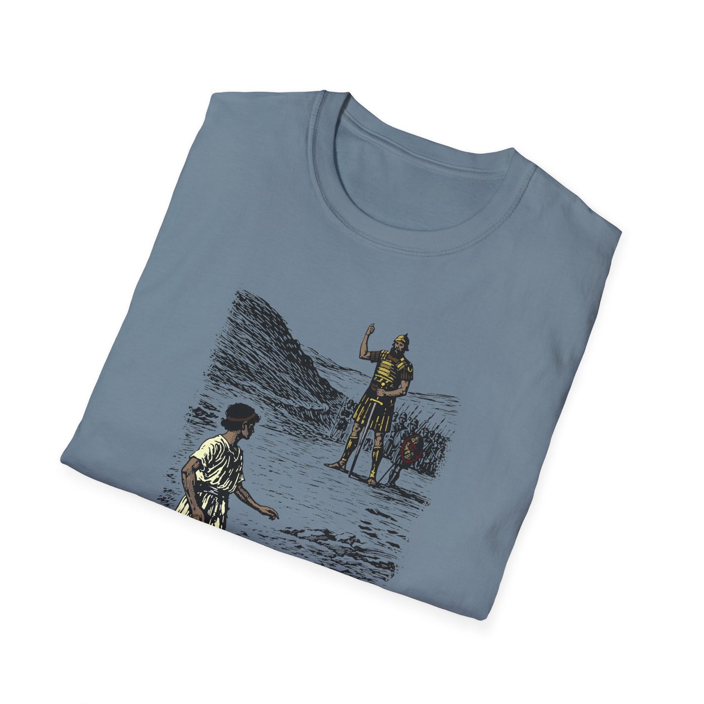 David & Goliath Pastel Linocut T-Shirt
