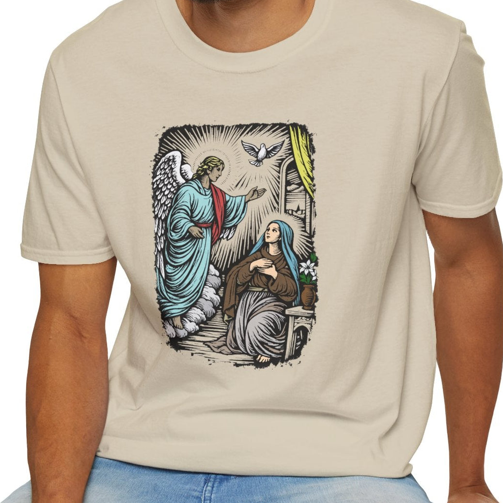 Mary & Gabriel Pastel Linocut T-Shirt